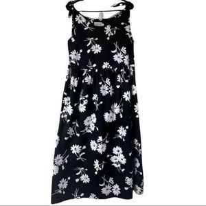The Vermont Country Store Green Mountain Mercantile B&W Floral Midi Dress Sz 12